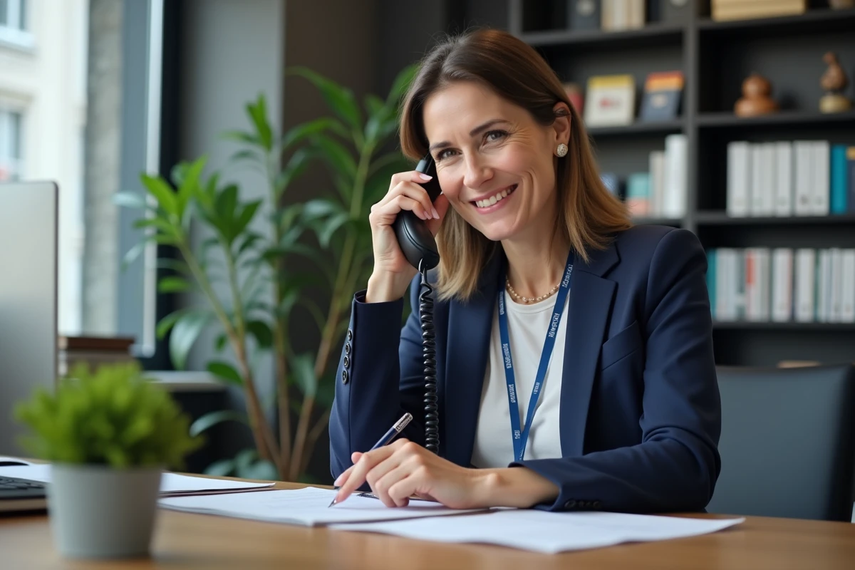 Une bénévole de l'association Le Fil des Ans répond au téléphone dans un bureau associatif à Marseille
