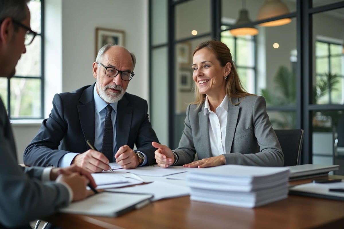 Couple consultent un conseiller financier au bureau