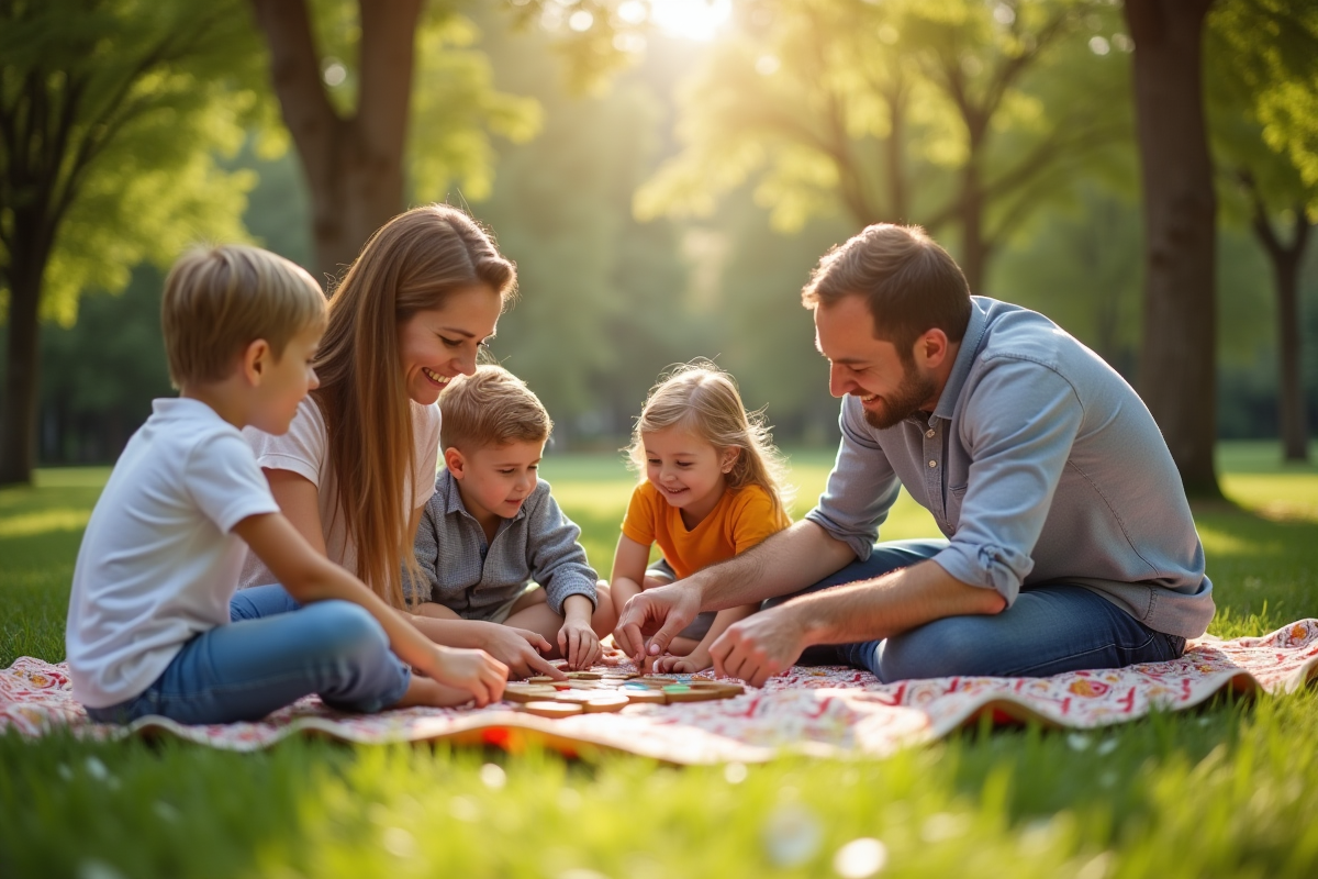 Famille profitant d