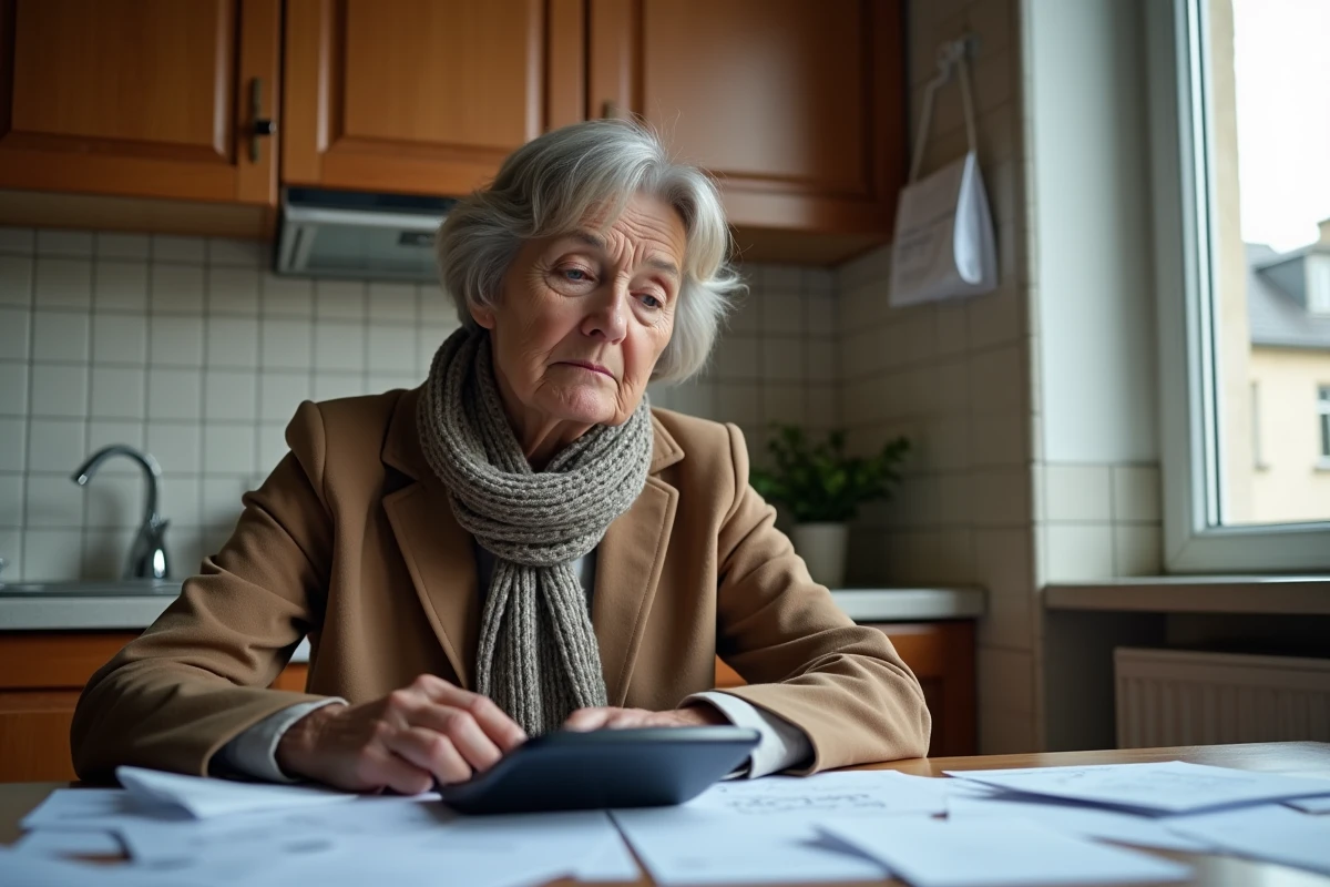 Femme française réfléchissant à ses finances à la maison