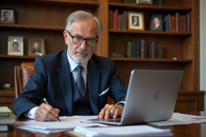 Homme d'affaires en costume dans un bureau lumineux