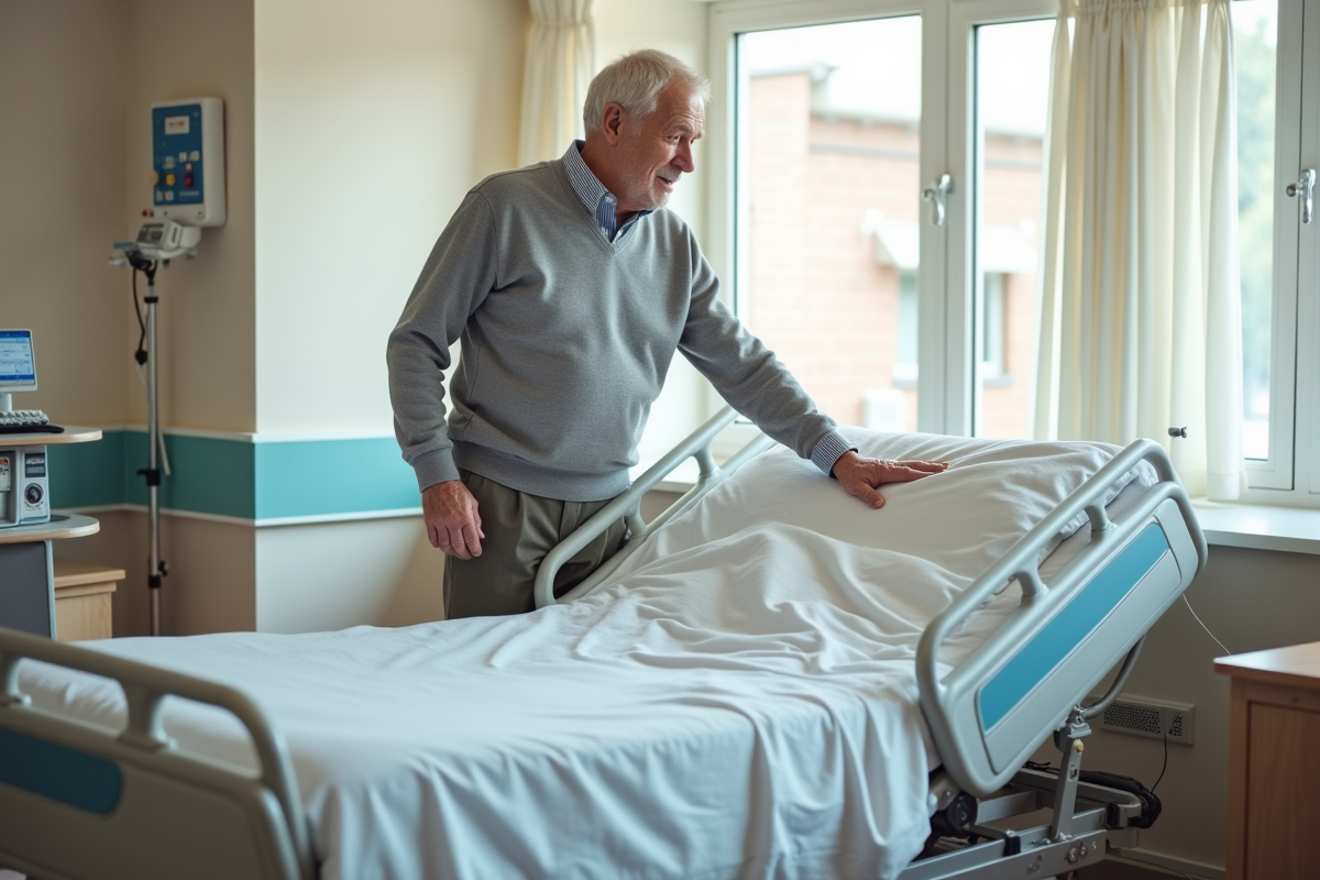 Homme âgé teste la fermeté d