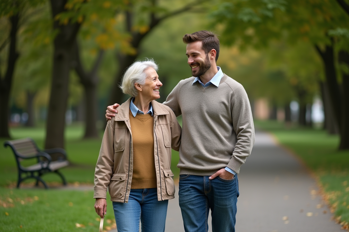 Jeune homme rassurant une femme dans un parc