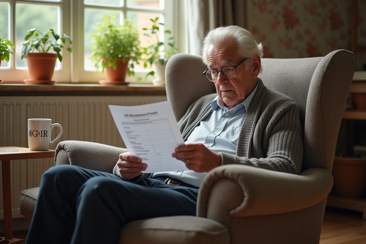Personne âgée consultant son évaluation GIR pour une demande d'aide financière APA